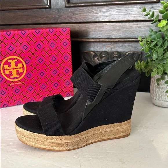 Tory Burch Black Espadrille Wedges - Picture 3 of 15